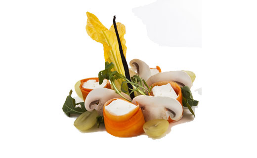 Bocconcini di caprino autunnali con olio alla vaniglia e uva