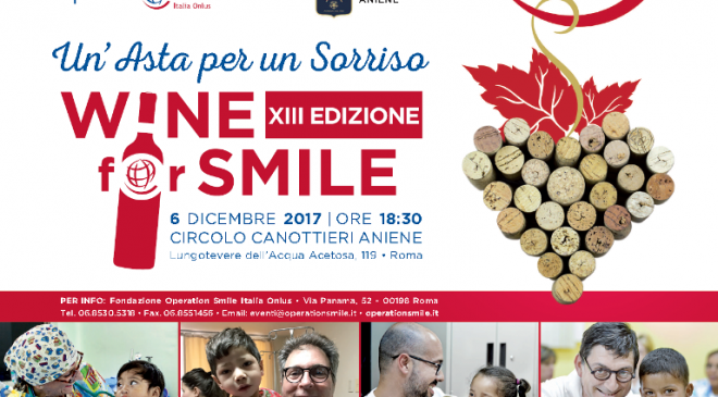 Wine for Smile un’asta per un sorriso a Roma il 6 dicembre Wine for Smile un’asta per un sorriso a Roma il 6 dicembre