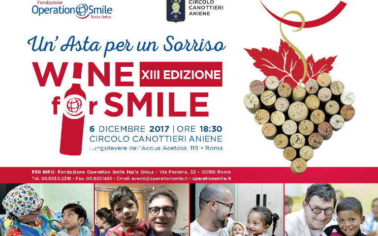 Wine for Smile un’asta per un sorriso a Roma il 6 dicembre